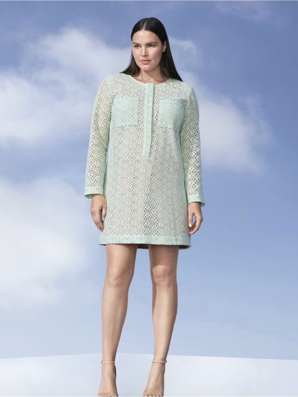 Victoria Beckham for Target Mint Green Lace Long Sleeve Dress